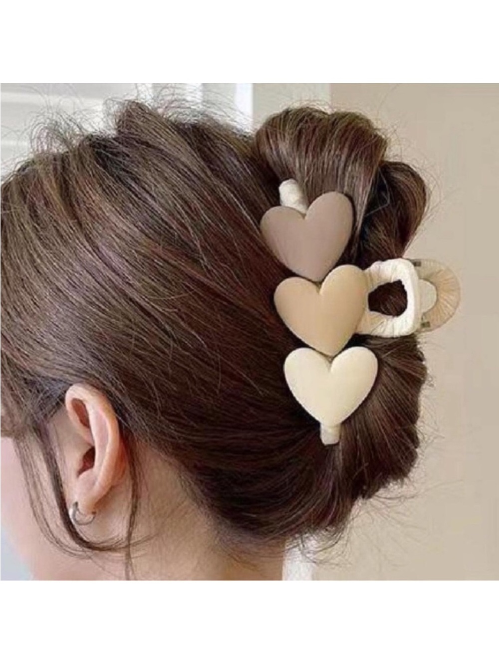 Neutral Hearts Hair Claw Clip